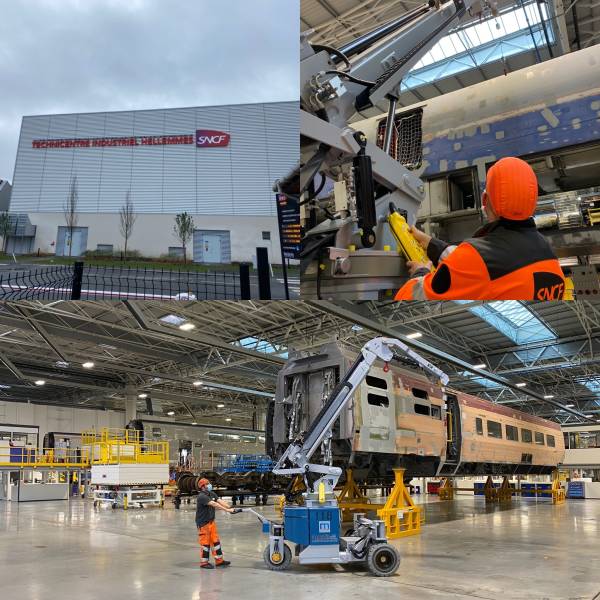 Où louer une grue d'atelier électrique 40° 3 roues motrices & directrices à Lyon : 25MT 3x3 TC (2000 KG MAXI)